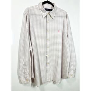 Ralph Lauren Button Up Collared Pink Pony Pink Striped Dress Shirt Men 18/46
